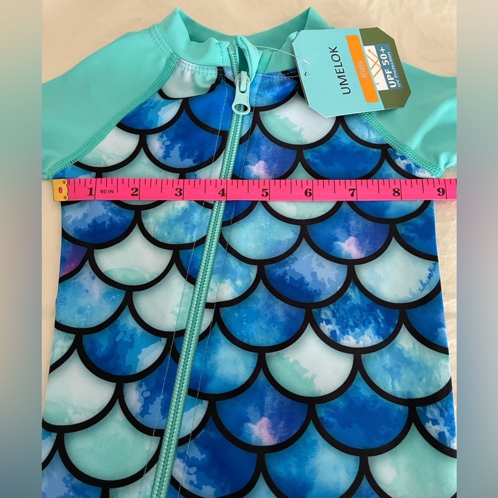 NWT Umelok Kid’s Mermaid Scale Pattern Full-Zip Swim Wear UPF 50+; Size 0-3 mo - Picture 8 of 9
